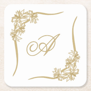 Dessous-de-verre Carré En Papier Dentelle Sheer Poinsettia Monogramée