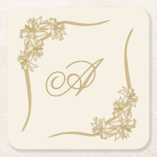 Dessous-de-verre Carré En Papier Dentelle Sheer Poinsettia Monogramée