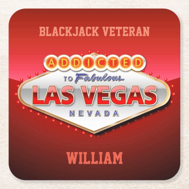 Dessous-de-verre Carré En Papier Dépendant signe drôle à Las Vegas, Nevada (Devant)
