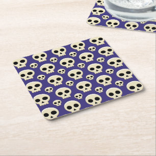 Dessous-de-verre Carré En Papier Déplaisant Cute Kawaii Goth Motif crâne