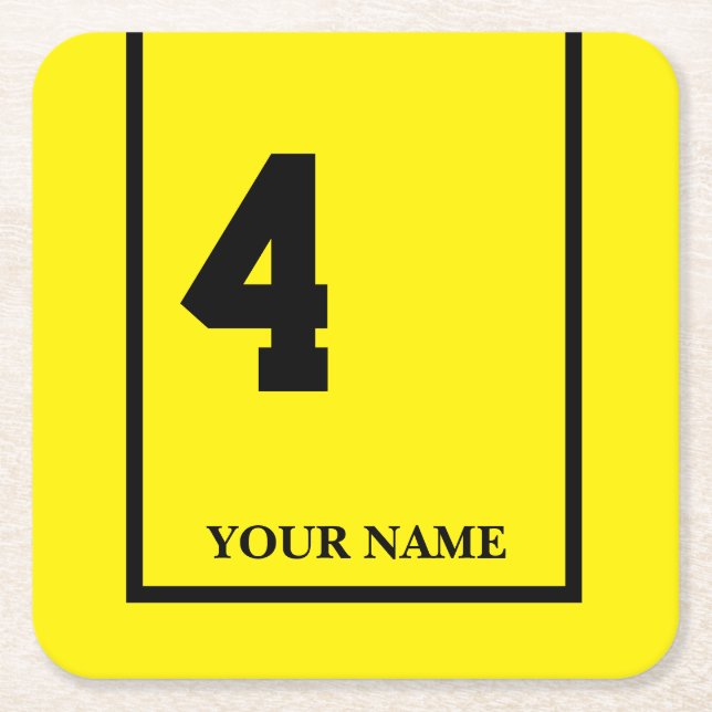 Dessous-de-verre Carré En Papier Derby Horse Race Jaune 4 Personnalisé (Devant)