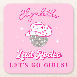 Dessous-de-verre Carré En Papier Dernier Rodéo Cowgirl Bachelorette Allons-y Filles