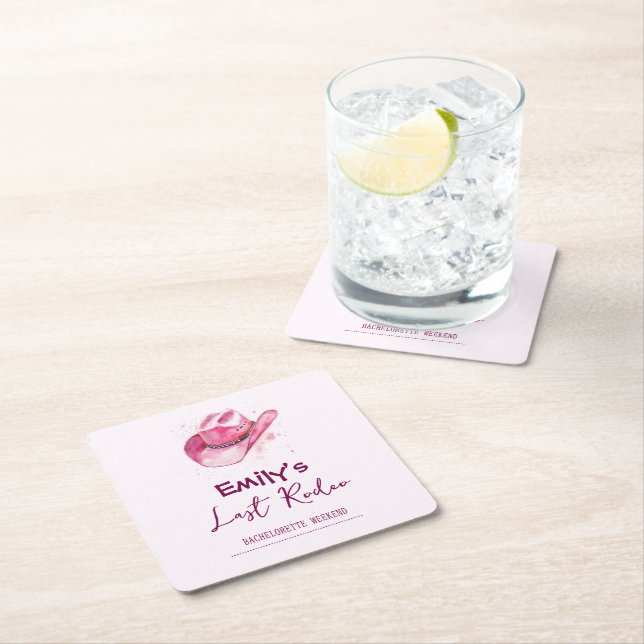 Dessous-de-verre Carré En Papier Dernier Rodéo Enterrement de Vie de Jeune Fille |  (En situation)