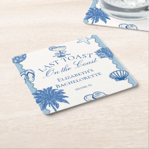 Dessous-de-verre Carré En Papier Dernier Toast sur la Côte Enterrement de Vie de Je