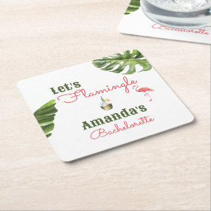Dessous-de-verre Carré En Papier Dernière Flamingle Fête de Bachelorette à Palm Spr