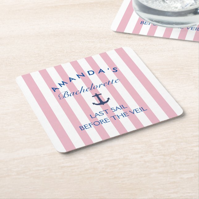 Dessous-de-verre Carré En Papier Dernière voile avant le voile Coaster pour EVJF (Incliné)