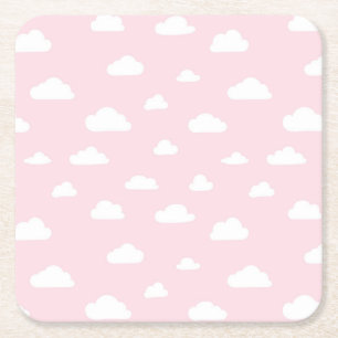 Dessous-de-verre Carré En Papier Des nuages de dessins animés blancs sur un Motif A