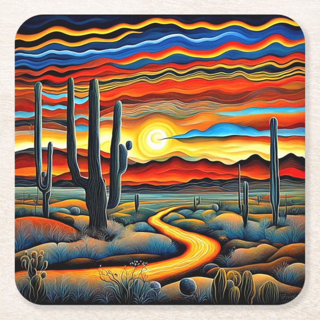 Dessous-de-verre Carré En Papier Desert Sunset 2 (Devant)