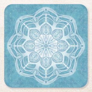 Dessous-de-verre Carré En Papier Design boho bleu et turquoise moderne