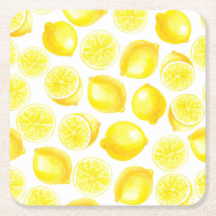 Dessous-de-verre Carré En Papier Design citrons aquarelle