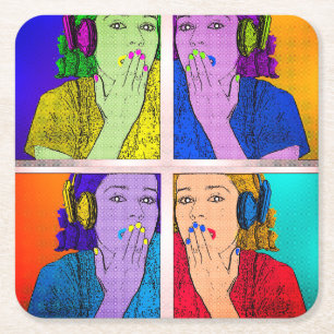 Dessous-de-verre Carré En Papier Design d'art photo rétro coloré tendance