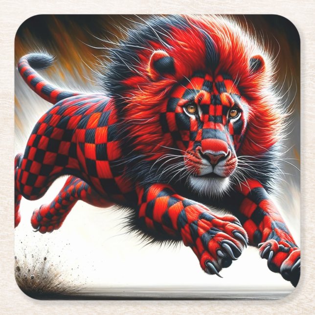 Dessous-de-verre Carré En Papier Design Lion (Devant)