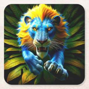 Dessous-de-verre Carré En Papier Design Lion