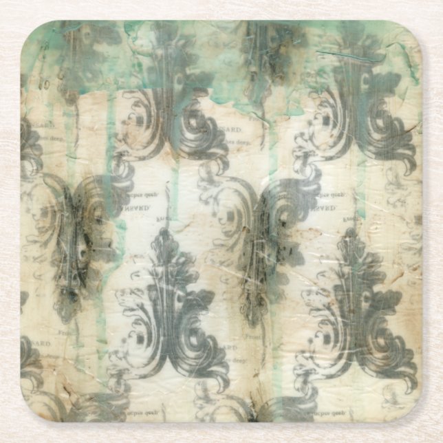 Dessous-de-verre Carré En Papier Design moderne Fleur De Lis (Devant)