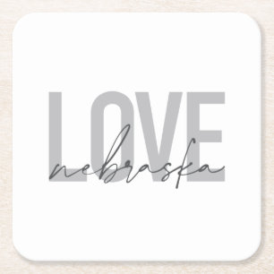 Dessous-de-verre Carré En Papier Design moderne urbain, simple, cool, Love Nebraska