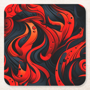 Dessous-de-verre Carré En Papier Design rouge et noir