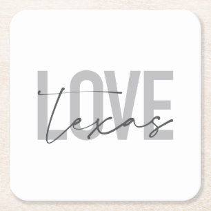 Dessous-de-verre Carré En Papier Design simple, moderne, urbain, cool Love Texas