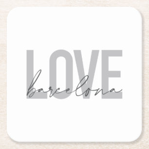 Dessous-de-verre Carré En Papier Design simple, urbain, moderne, cool Love Barcelon