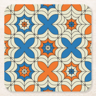 Dessous-de-verre Carré En Papier Design Web Abstrait bleu et orange
