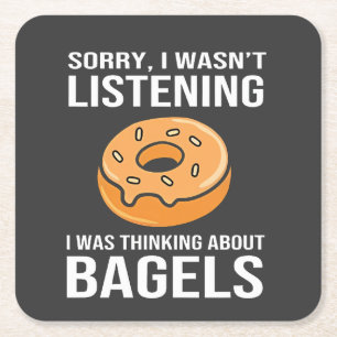 Dessous-de-verre Carré En Papier Désolé de penser à Bagels Jewish Hanoukka