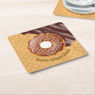 Dessous-de-verre Carré En Papier Dessert, Donut Choco Glaze, Chocolat Fondu 