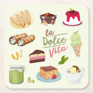 Dessous-de-verre Carré En Papier Desserts Italiens Sucreries