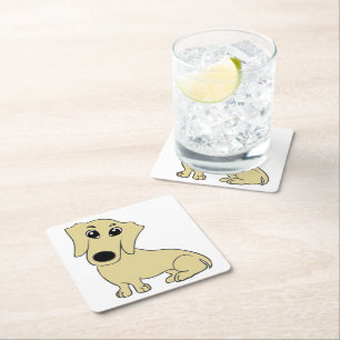 Dessous-de-verre Carré En Papier dessin animé de dachshund whead