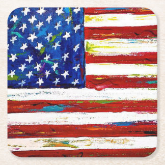 Dessous-de-verre Carré En Papier Dessin de drapeau américain patriotique