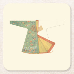 Dessous-de-verre Carré En Papier Dessin de kimono demi-fini