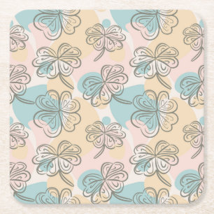 Dessous-de-verre Carré En Papier Dessin de motif floral Pastel dessiné à la main