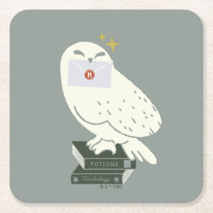 Dessous-de-verre Carré En Papier Dessin fantaisiste d'Hedwig avec lettre