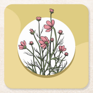 Dessous-de-verre Carré En Papier Dessin Fleur Très Amusant