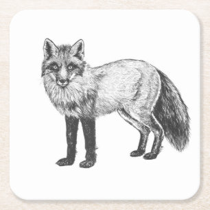 Dessous-de-verre Carré En Papier Dessin Fox