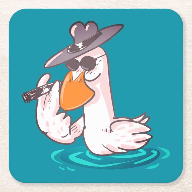 Dessous-de-verre Carré En Papier dessin humoristique du patron de canard (Devant)
