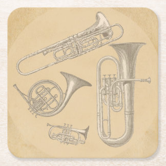 Dessous-de-verre Carré En Papier Dessins de cru d'instruments en laiton