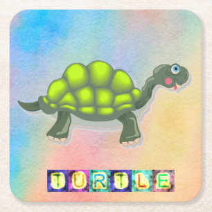 Dessous-de-verre Carré En Papier Dessous de verre à boire à la tortue