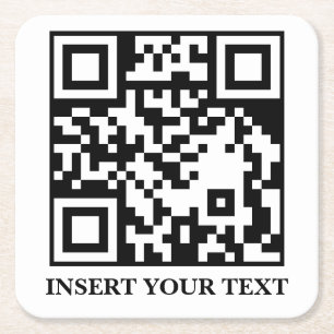 Dessous-de-verre Carré En Papier Dessous de verre à texte personnalisé QR minimalis