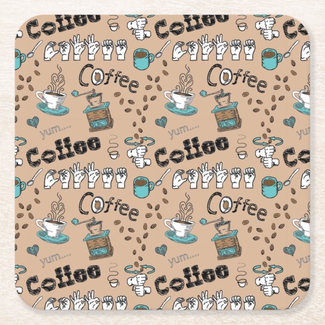 Dessous-de-verre Carré En Papier DESSOUS DE VERRE ASL Coffee (Devant)
