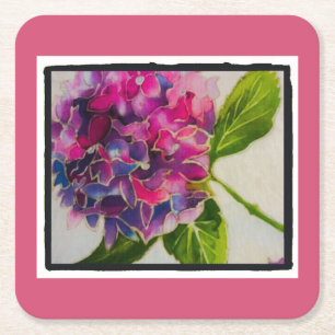 Dessous-de-verre Carré En Papier Dessous de verre assez roses d'hortensia