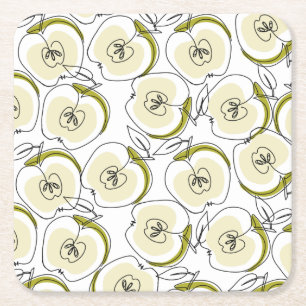 Dessous-de-verre Carré En Papier Dessous de verre avec pomme dessinée.