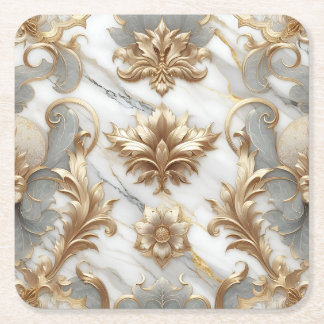 Dessous-de-verre Carré En Papier Dessous de verre baroques d'or et de marbre