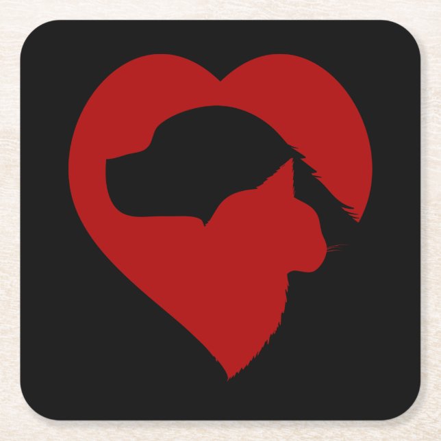 Dessous-de-verre Carré En Papier dessous de verre cardiaques pour chien et chat (Devant)