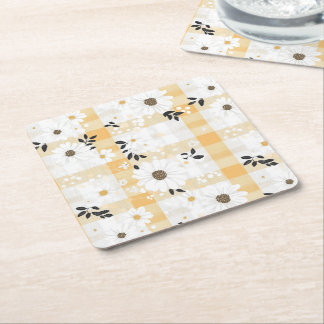 Dessous-de-verre Carré En Papier Dessous de verre carreaux jaune enjoué et petites