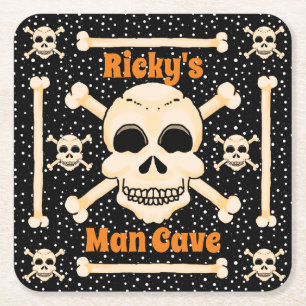 Dessous-de-verre Carré En Papier Dessous de verre crâne et os croisés