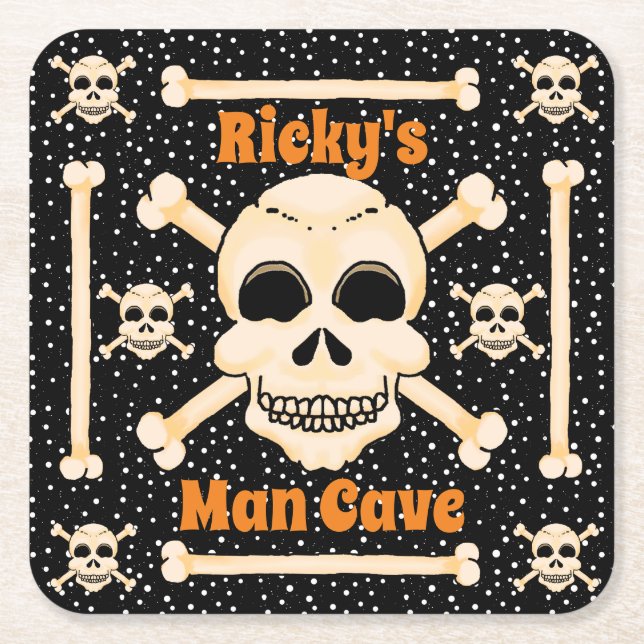 Dessous-de-verre Carré En Papier Dessous de verre crâne et os croisés (Devant)