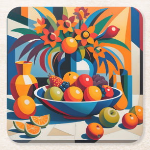 Dessous-de-verre Carré En Papier Dessous de verre Cubism Fruit Bowl Flowl Set