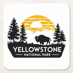 Dessous-de-verre Carré En Papier Dessous de verre de bison du parc national Yellows