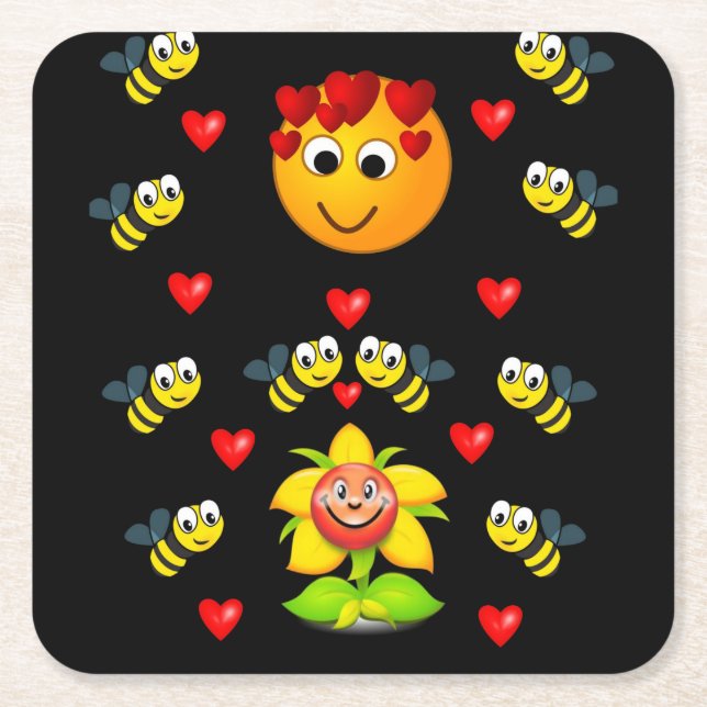 Dessous-de-verre Carré En Papier Dessous de verre de bourdons (Devant)