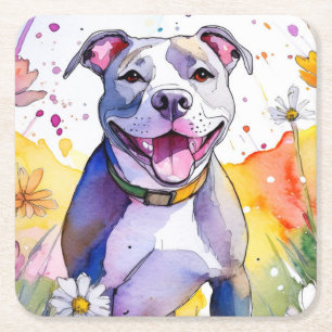 Dessous-de-verre Carré En Papier Dessous de verre de chien taureau Pit