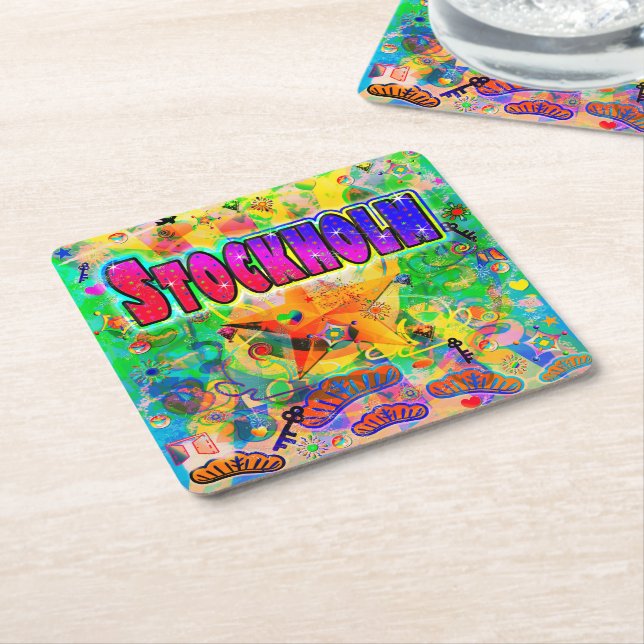 Dessous-de-verre Carré En Papier Dessous de verre de l'heure Epoch de Stockholm (Incliné)